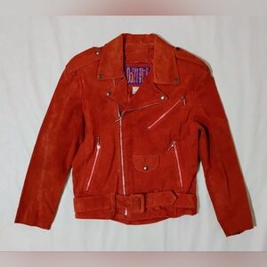 Vintage Women's Don't Stop Suede Leather Zipper Biker Jacket Size Medium